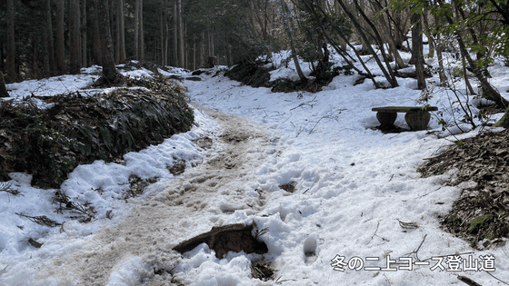 雪の登山道